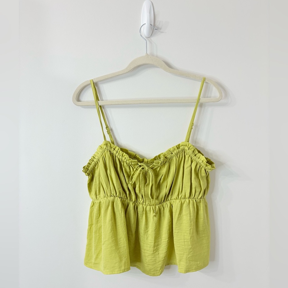 American Eagle Outfitters Lime Green Ruffled Tank Top